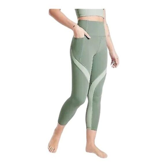 Athleta Salutation Stash Pocket Colorblock 7/8 Tight Green Plus Size 1X NWOT - Picture 1 of 9